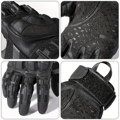 Men's Touch Screen Full-Finger Gloves - Black Nylon Blend with Secure Wrist Strap