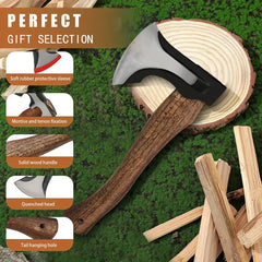 Multifunctional Gardening Axe - Special Steel Forged Wooden Handle Tomahawk Outdoor Camping Sapper Axe, All-Steel Aircraft Axe, Portable Wood-Chopping Axe