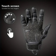 Men's Touch Screen Full-Finger Gloves - Black Nylon Blend with Secure Wrist Strap