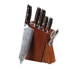 Professional High Carbon Steel VG10 Japanese Knife Set 7 PCS Damskus Kitchen Chef knife Set With Scissor and Block