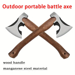 Multifunctional Gardening Axe - Special Steel Forged Wooden Handle Tomahawk Outdoor Camping Sapper Axe, All-Steel Aircraft Axe, Portable Wood-Chopping Axe