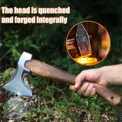 Multifunctional Gardening Axe - Special Steel Forged Wooden Handle Tomahawk Outdoor Camping Sapper Axe, All-Steel Aircraft Axe, Portable Wood-Chopping Axe