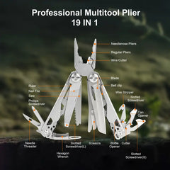 Multitool 19-in-1  Stainless Steel 440A - Multi Tool Pliers Pocket Foldable Tool