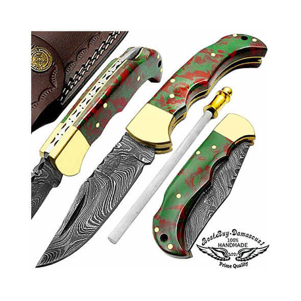 Green & Red Resin Handel 6.5" - Best Buy Damascus