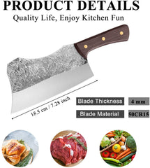 Hand Forged Cleaver Knife Bone Cutting 7 Inch High Carbon Steel Heavy Duty Meat Butcher Knife Full Tang Chef Knife for Kitchen or Restaurant - Best Buy Damascus