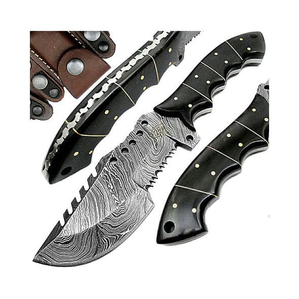 Hunting Knife Buffalo Horn 9.5'' Fixed Blade Tracker Knife Damascus Steel Knife - Best Buy Damascus