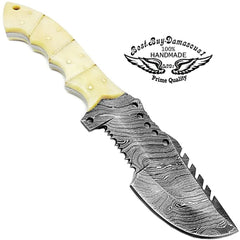 Hunting Knife Camel Bone 9.5" Fixed Blade Tracker Knife Damascus Steel Hunting Knife - Best Buy Damascus