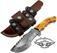 Hunting Knife Olive Wood 9.5'' Fixed Blade Tracker Knife Damascus Steel Hunting Knife - Best Buy Damascus