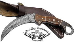 Hunting Knife Rose Wood 8.2'' Hunting custom Fixed Blade karambit Damascus steel Knife - Best Buy Damascus