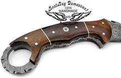 Hunting Knife Rose Wood 8.2'' Hunting custom Fixed Blade karambit Damascus steel Knife - Best Buy Damascus