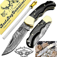 Knife 6 5" Pocket Knife Buffalo Horn Folding Pocket Knives Damascus pocket knife Hunting Knife Pocket knife for men Knife set - Best Buy Damascus