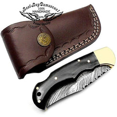 Knife 6 5" Pocket Knife Buffalo Horn Folding Pocket Knives Damascus pocket knife Hunting Knife Pocket knife for men Knife set - Best Buy Damascus