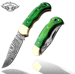 knife 6.5" Green Wood Damascus Steel Folding Pocket Knife Hunting knife Pocket knife for men, Pocket knives set - Best Buy Damascus
