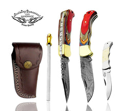 knife 6.5" Multi Wood Damascus Pocket Knife Folding Knife Hunting Pocket knife set - Best Buy Damascus