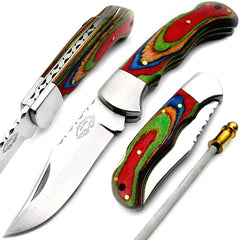 knife 6.5" Multi Wood Folding Pocket Knife 420C Stainless Steel Hunting Knife Pocket knife set - Best Buy Damascus