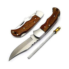 knife 6.5" Rose Wood Folding Pocket Knife 420C Stainless Steel Hunting Knife Pocket knife set - Best Buy Damascus