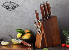 Knife Block Sets 7 Pieces Kitchen Knife Set with Block Wooden Professional Damascus Steel Chef Knife Santoku Bread Utility Fruit Knife - Best Buy Damascus