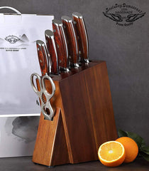 Knife Block Sets 7 Pieces Kitchen Knife Set with Block Wooden Professional Damascus Steel Chef Knife Santoku Bread Utility Fruit Knife - Best Buy Damascus