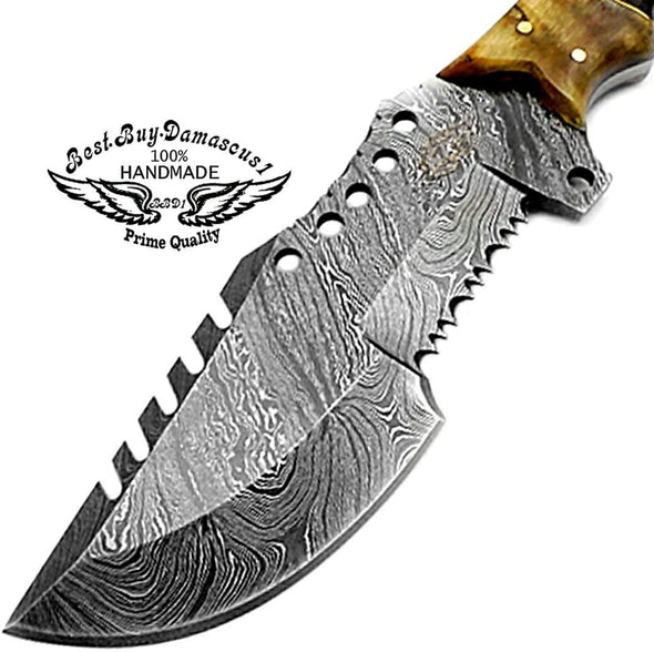 Knife Hunting Knife Ram Horn 9.5" Tracker Knife Fixed Blade Damascus Knife - Best Buy Damascus