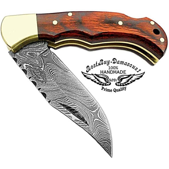 Knife Red Wood 6.5" Damascus Pocket Knife Folding Knife Pocket knife for men Knife Set - Best Buy Damascus