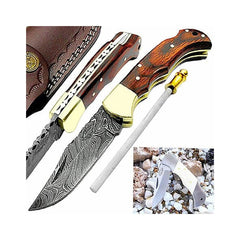 Knife Red Wood 6.5" Damascus Pocket Knife Folding Knife Pocket knife for men Knife Set - Best Buy Damascus