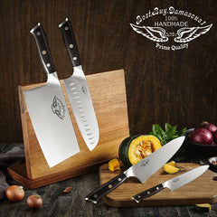 knife Set 5 Pcs German 1.4116 HC Kitchen knife set chefs Knives With Knife Block - Best Buy Damascus