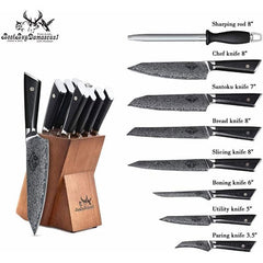 Knife Set Kitchen Knife Set Chefs Knives Japanese's Damascus Steel Knife Block Set - Best Buy Damascus