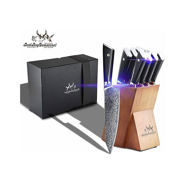 Knife Set Kitchen Knife Set Chefs Knives Japanese's Damascus Steel Knife Block Set - Best Buy Damascus