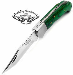 Pocket Knife Green Wood Folding Knife 6.5'' 420c Stainless Steel Hunting Knife Pocket Knife for men - Best Buy Damascus