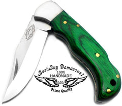 Pocket Knife Green Wood Folding Knife 6.5'' 420c Stainless Steel Hunting Knife Pocket Knife for men - Best Buy Damascus