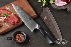 Professional 8.5 inch Damascus Steel Chef Knife, Military Grade G10 Handle with Magnetic Sheath - Best Buy Damascus