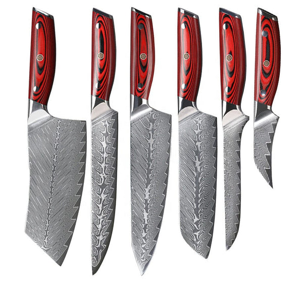 Professional Damascus Steel VG10 Core Steel 6 PCS Japanese Kitchen Knife Set Chef Knife Set - Best Buy Damascus