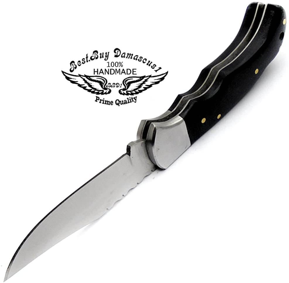  Best.Buy.Damascus1 Pocket knife Buffalo Horn Damascus