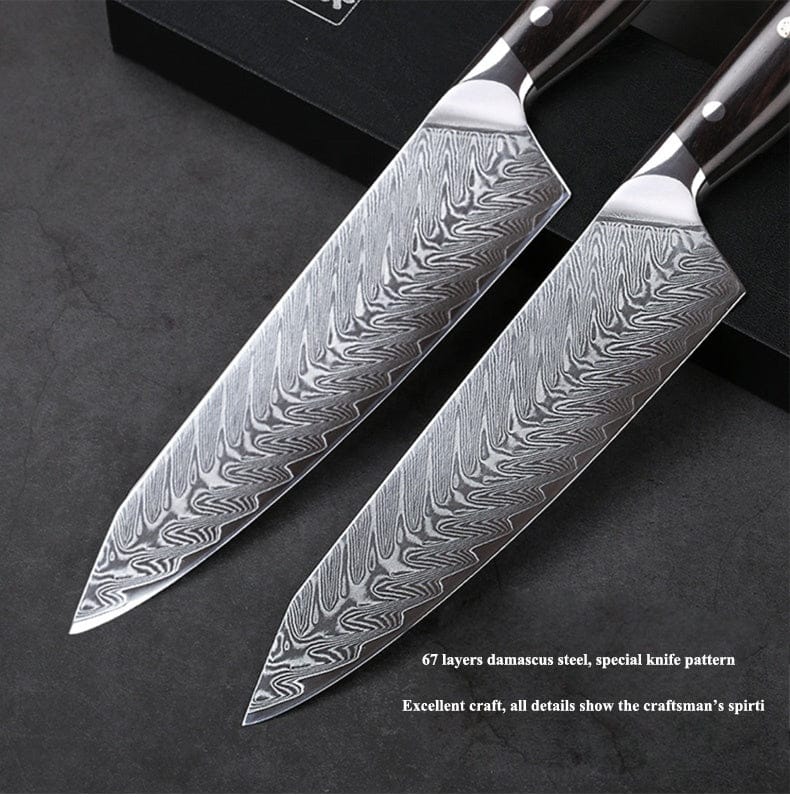 7 PCS 67 Layer Vg10 Damascus Steel Kitchen Knife Set with Black