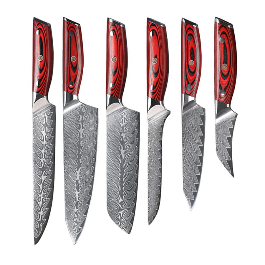 6pcs Kitchen Knife Set Japanese Stainless Steel Cleaver Chef