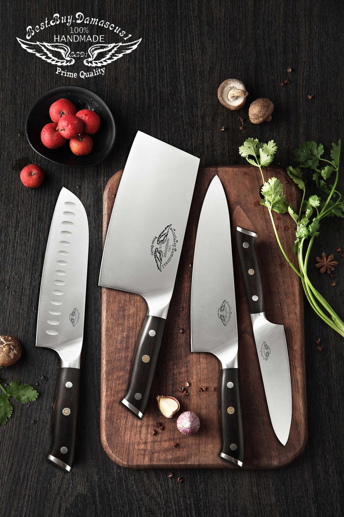 KEEMAKE 8-Piece Kitchen Knife Set with Block, Pro Kitchen Knife Set,  Razor-Sharp Professional Chef Knife set Full Tang, German Stainless Steel  1.4116